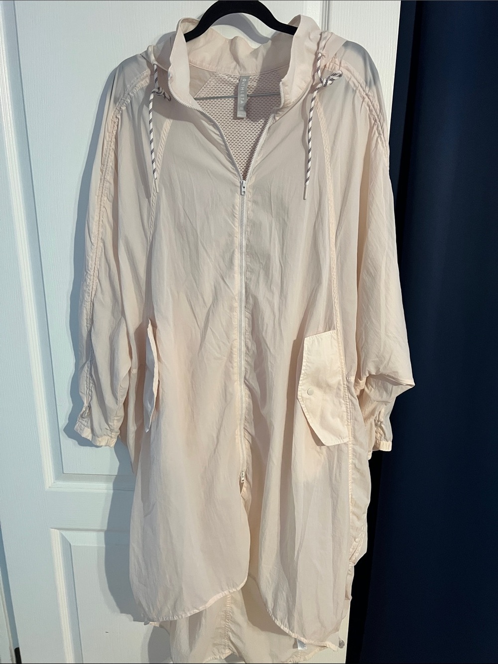 Athleta 1X Blush Pink Waterproof Hooded Parachute Canopy Jacket